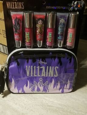 Disney Villains Lip Gloss & Balm Set with Cosmetic Bag